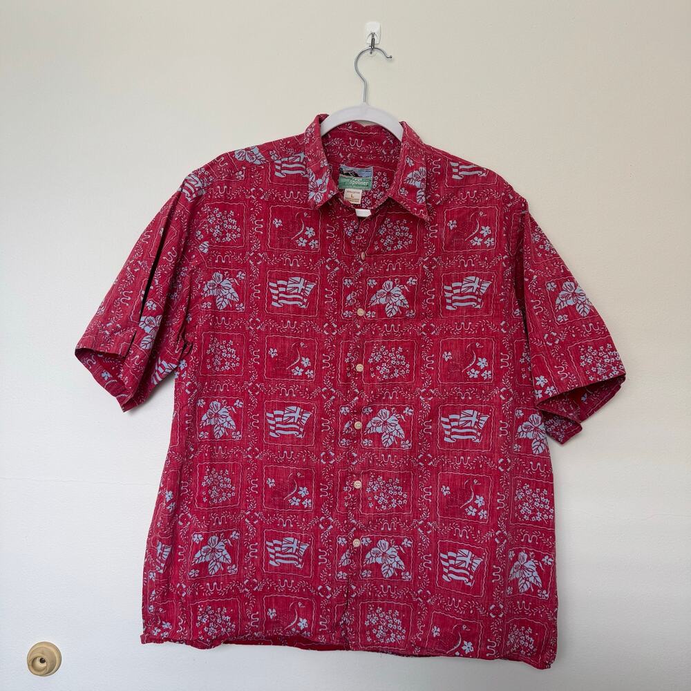 Reyn Spooner Men's Lahaina 100 % Cotton Sailor Shirt Size Large